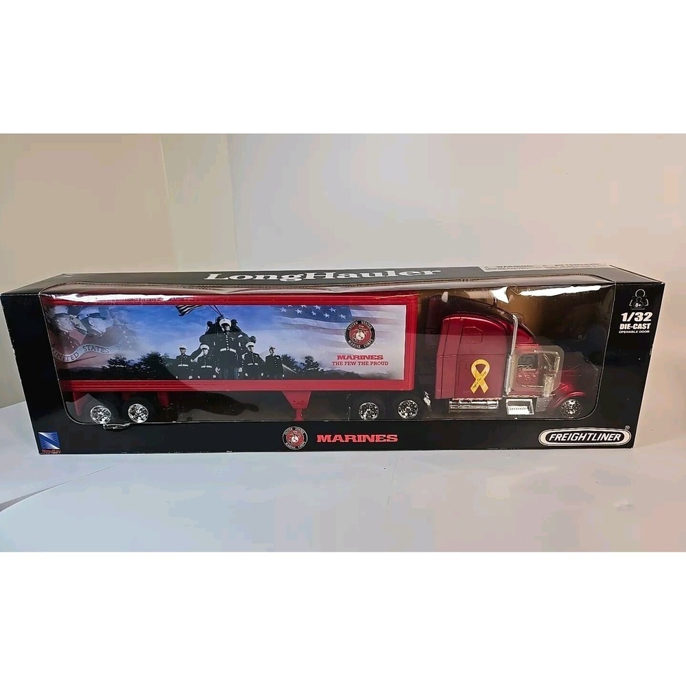 US Marines Long Hauler Die Cast 1:32 Toy Semi Freightliner New-Ray Toys USMC NIB